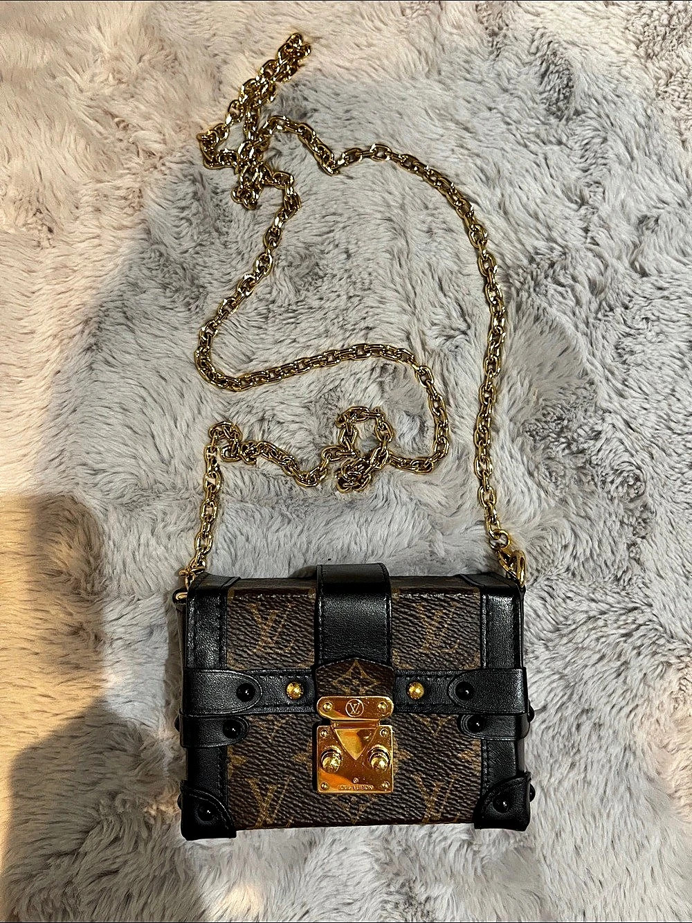 Louis Vuitton Mini Trunk Clutch Shoulder Bag in Brown & Black